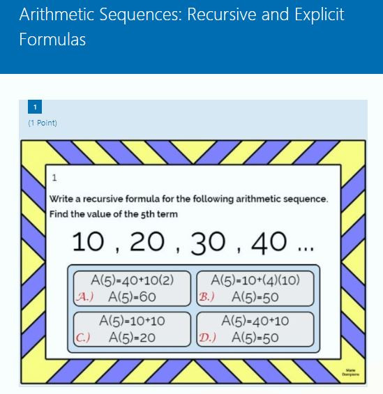 Arithmetic Sequences: Recursive and Explicit Formulas - Microsoft ...