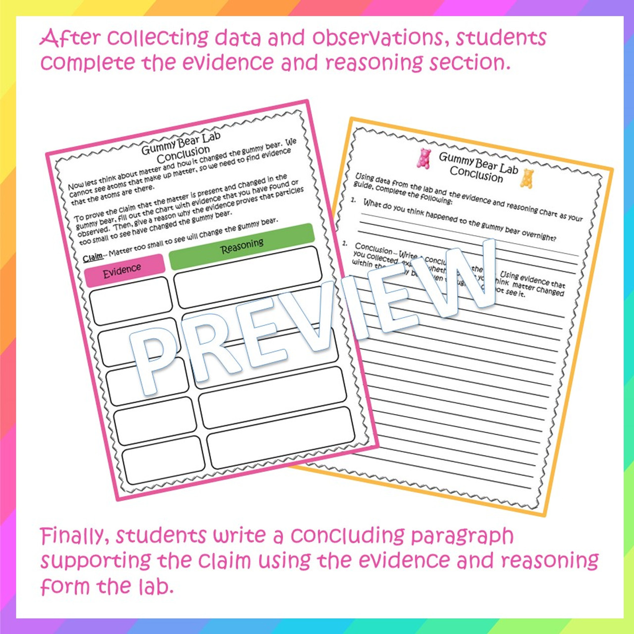 Gummy Bear Science Fair Experiment Worksheet Printable PDF 