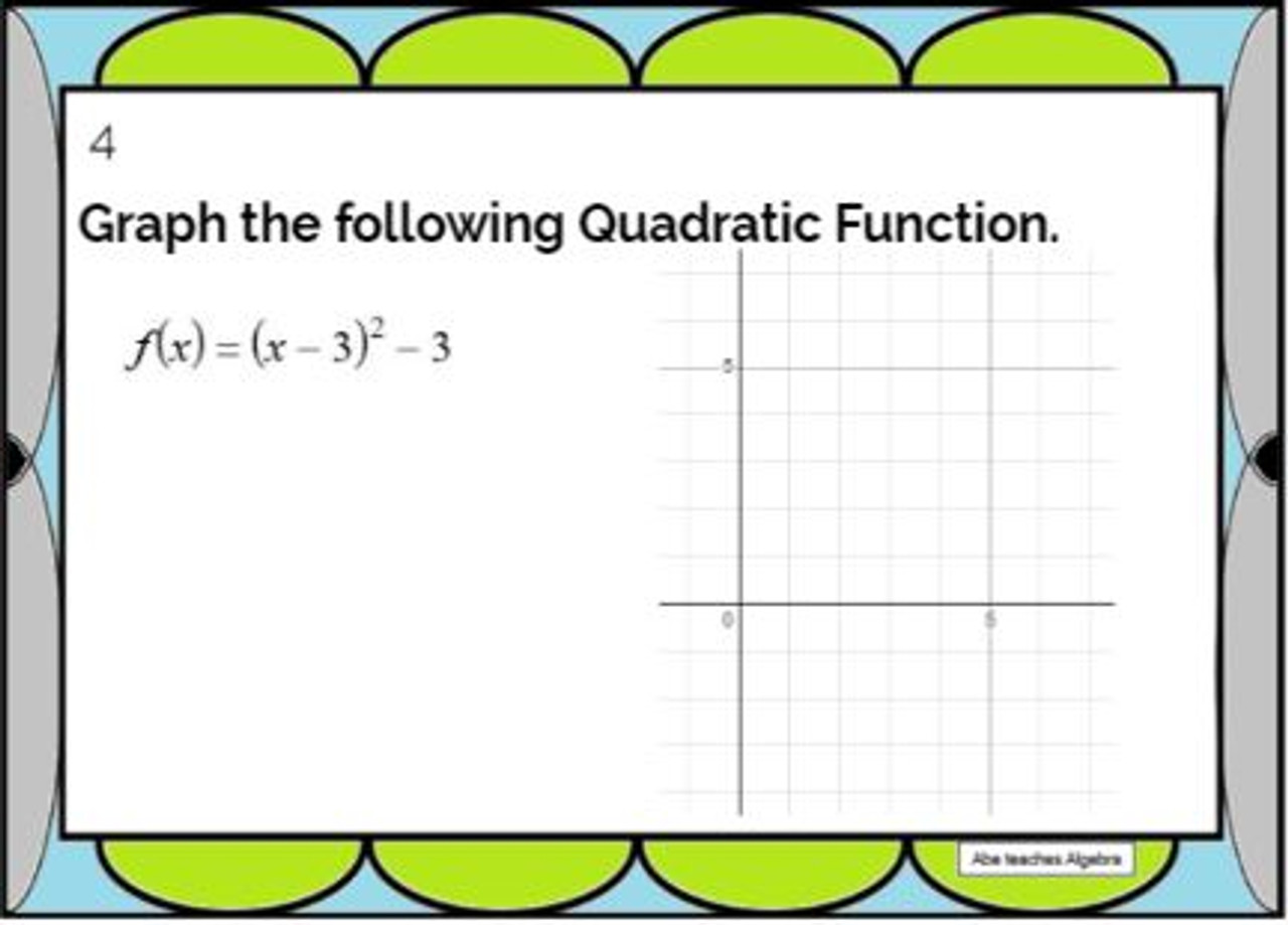 Vertex Form of a Quadratic Function: Writing and Graphing - 20 Task Cards