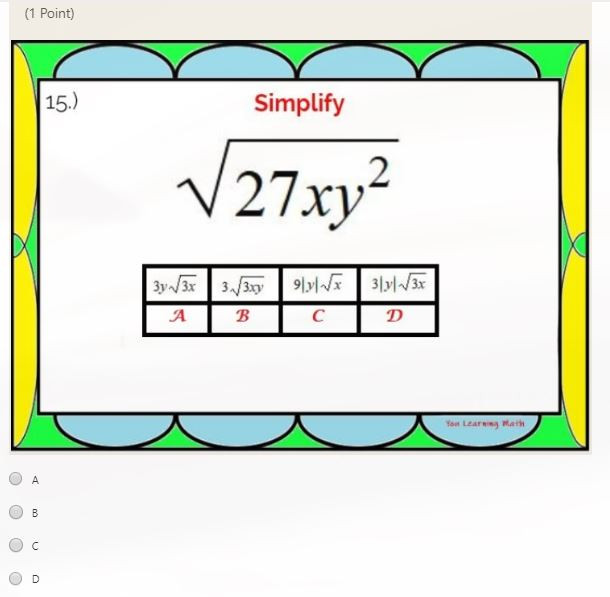 Simplifying Radicals: Microsoft OneDrive Forms Quiz - 20 Problems ...