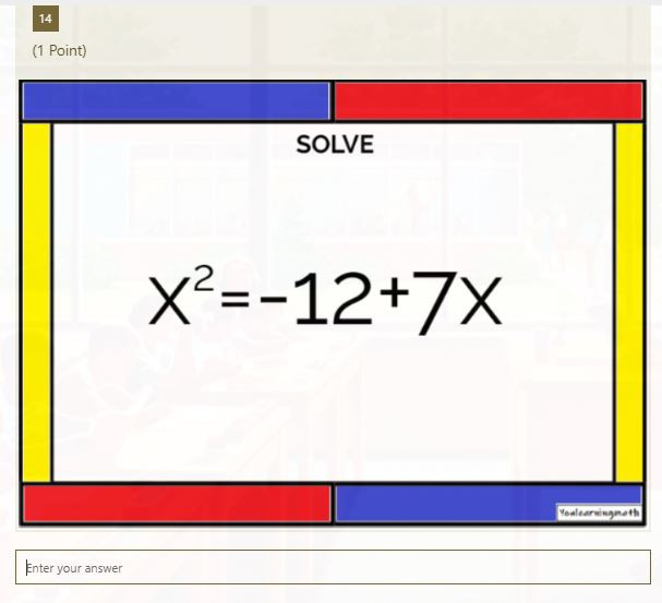 Solving Quadratic Equations by Factoring: Microsoft OneDrive Forms Quiz ...