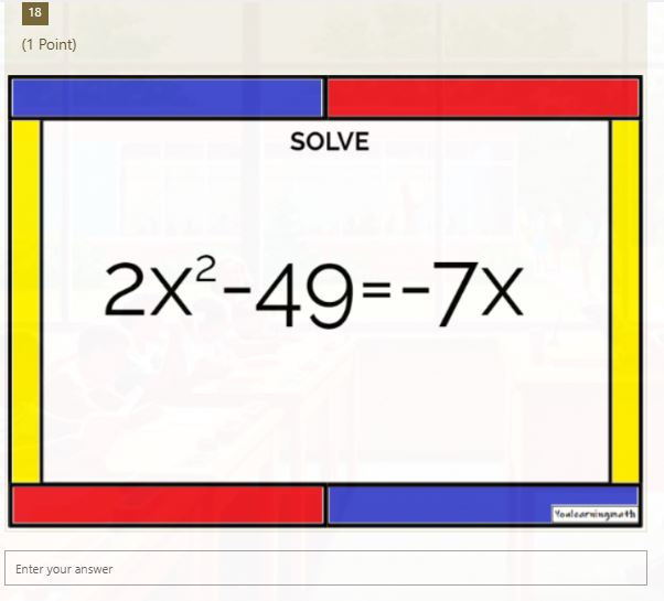 Solving Quadratic Equations by Factoring: Microsoft OneDrive Forms Quiz ...