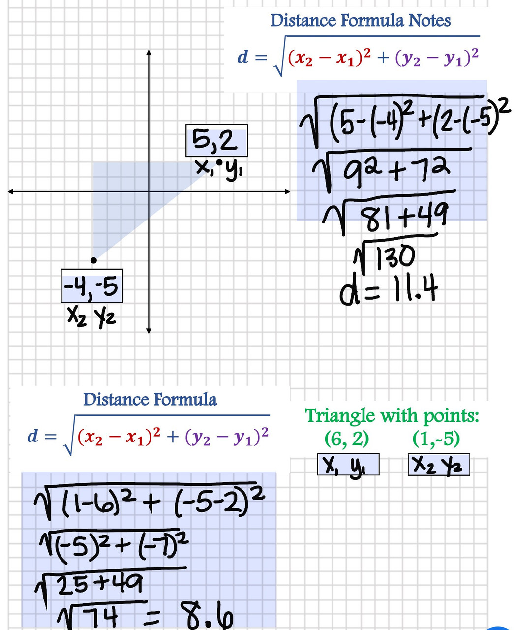 Distance Formula Instructional Video & Editable Notes - FREE