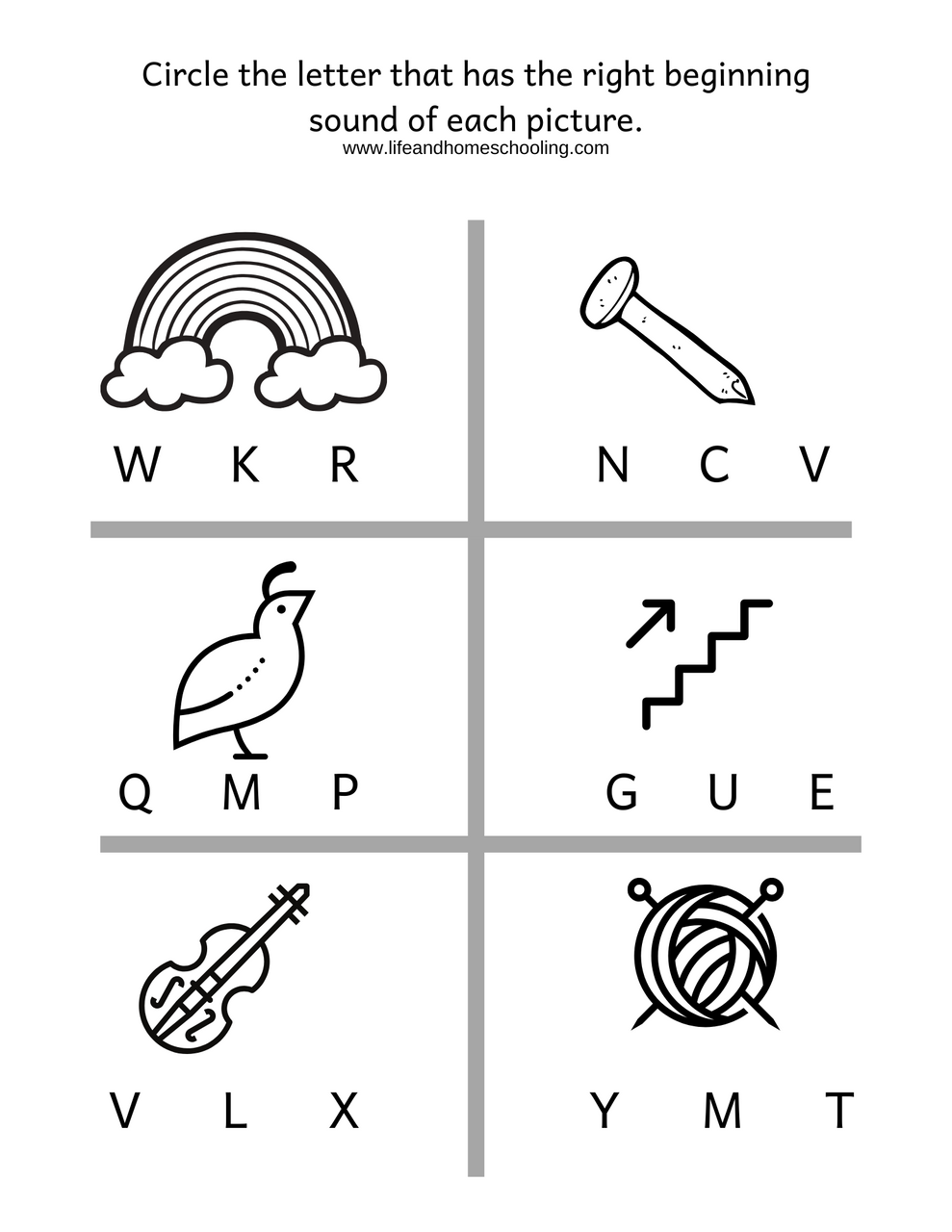 circle the beginning sound