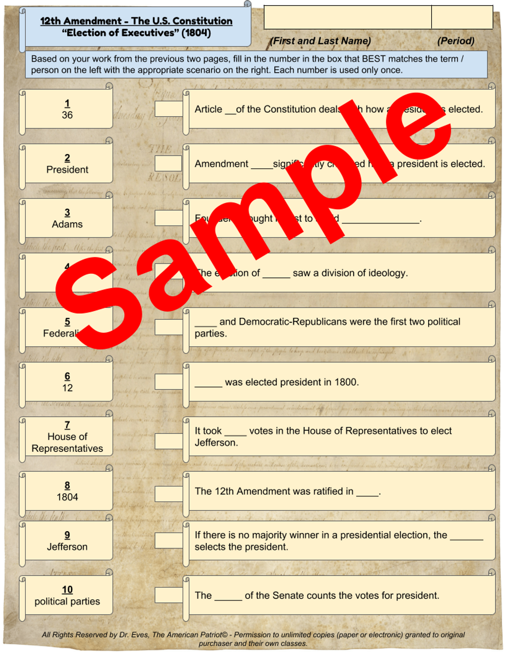 12th Amendment Online article Webquest (Twelfth Amendment)