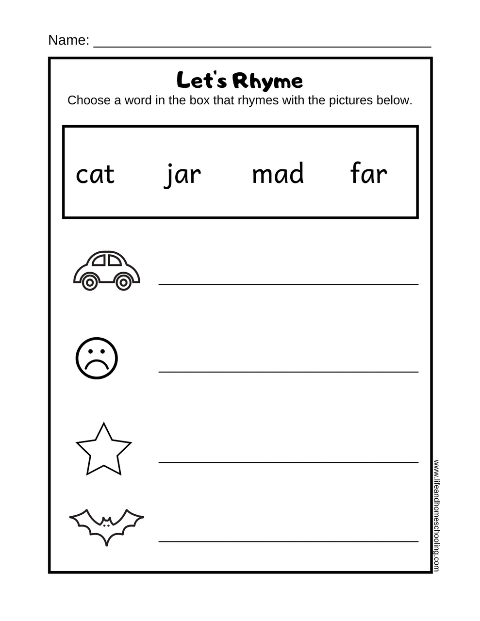 printable rhyming worksheets