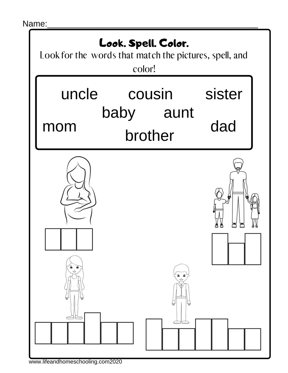 kindergarten spelling worksheet
