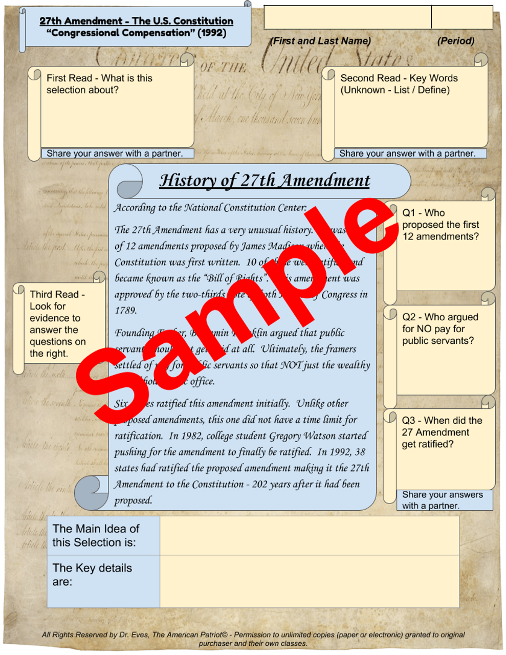 List of the 27 Amendments - Constitution of the United States Store