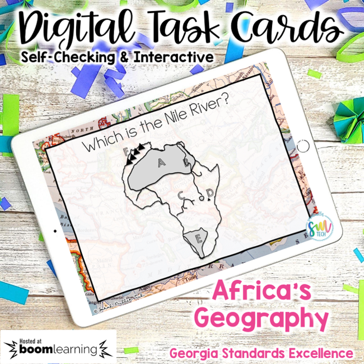 Geography in Africa DIGITAL Task Cards SS7G1, SS7G1a, SS7G1 | DISTANCE LEARNING