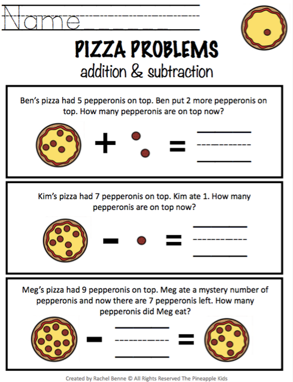 Addition and Subtraction Problems Without Regrouping | Math Center