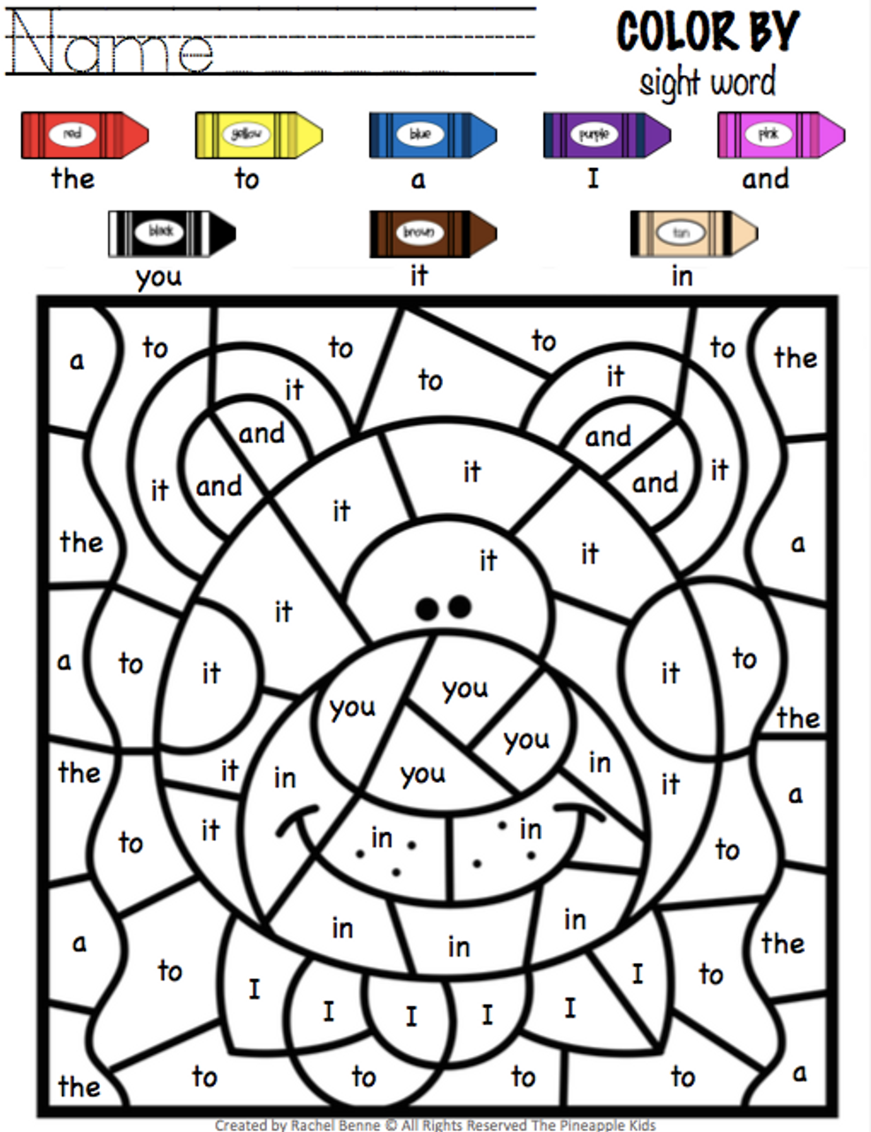 Color by Sight Word | Dolch Pre-Primer Sight Words