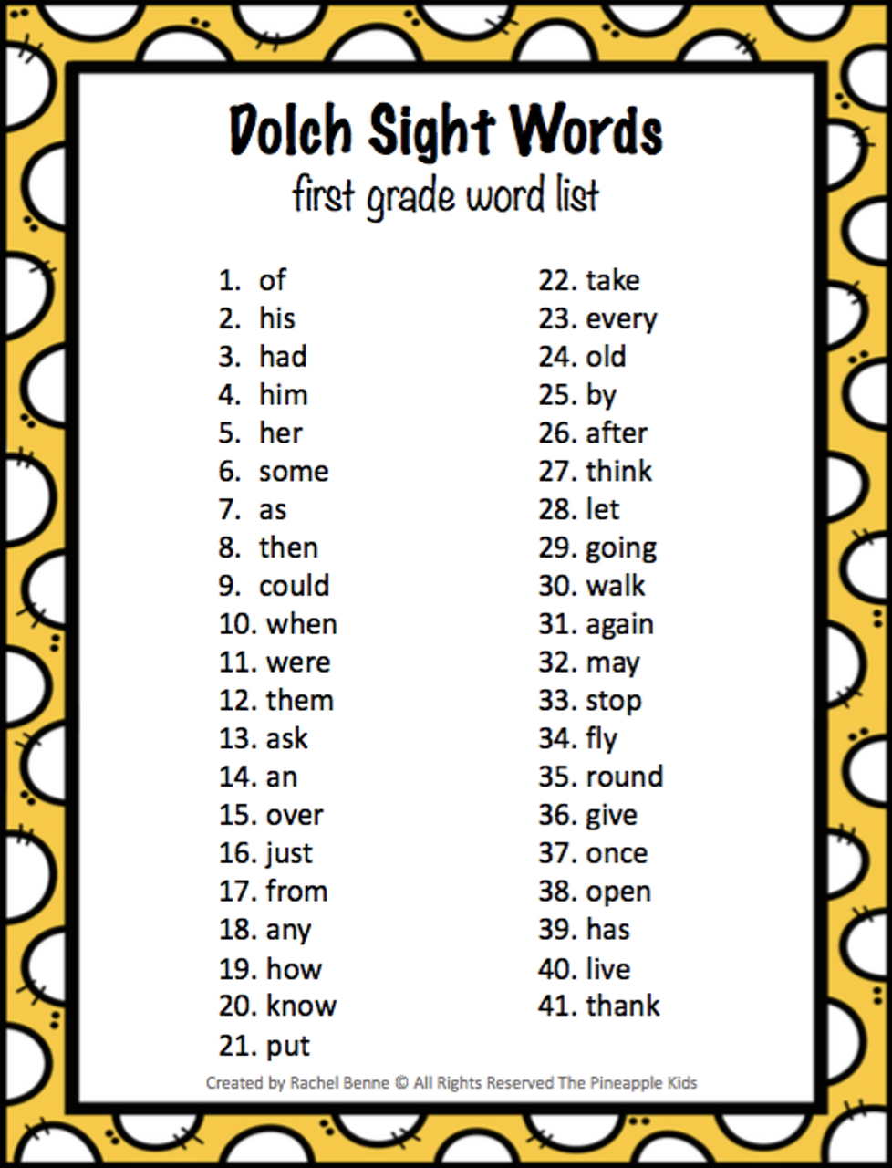 8th grade dolch word list