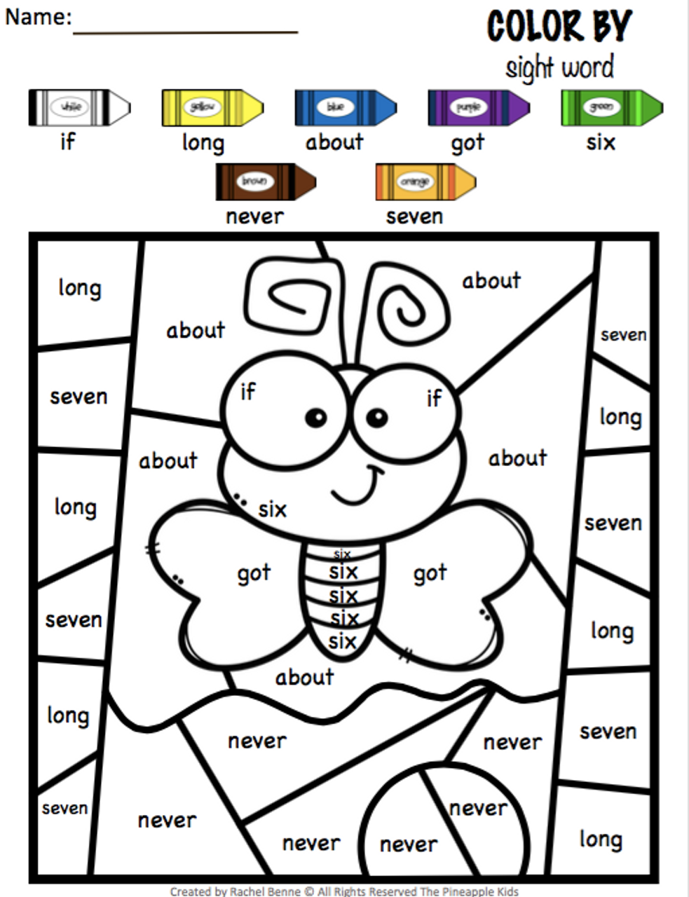 Color by Sight Word Dolch Third Grade Sight Words