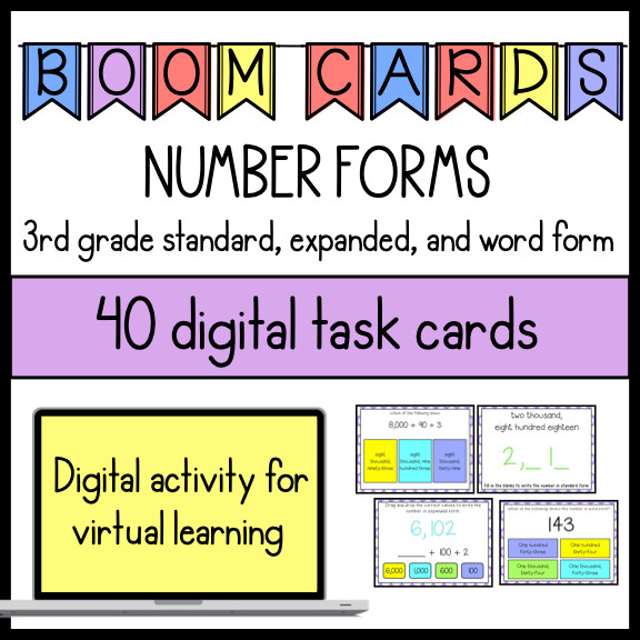 4th Grade Number Forms to the Millions Digital Boom Cards Distance Learning