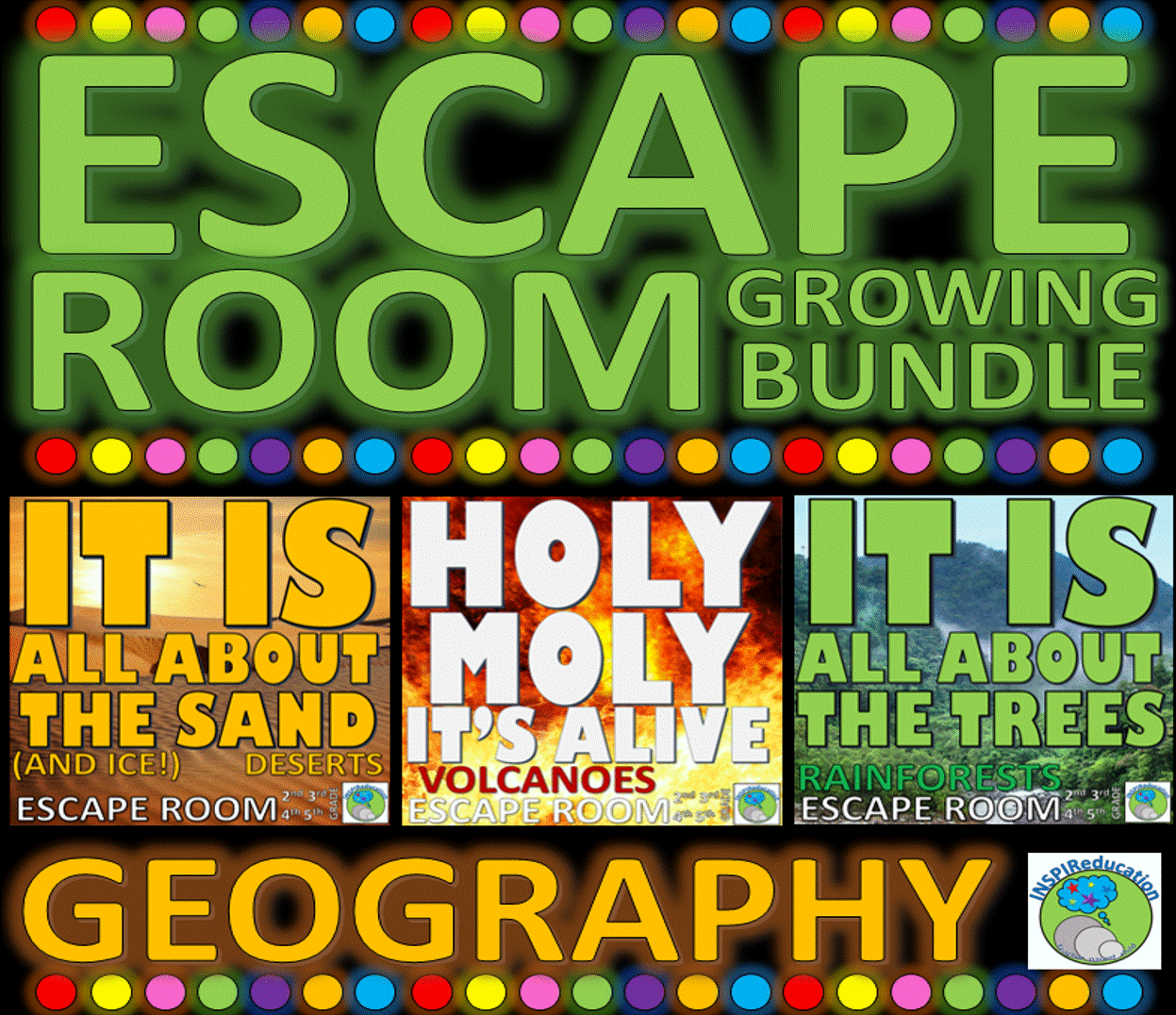 GEOGRAPHY ESCAPE ROOM BUNDLE 9 Rooms, 9 Themes, Over 80 Challenges