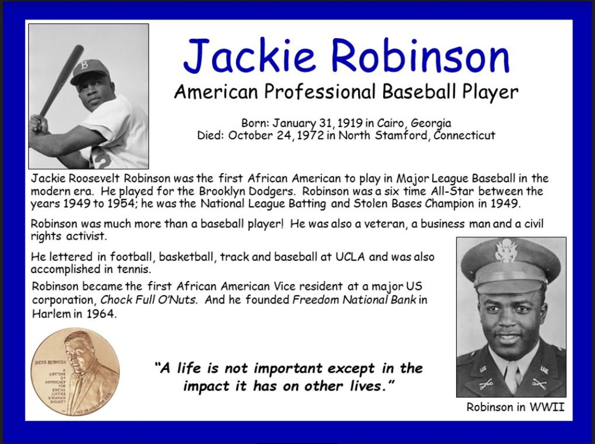 2 page essay about jackie robinson
