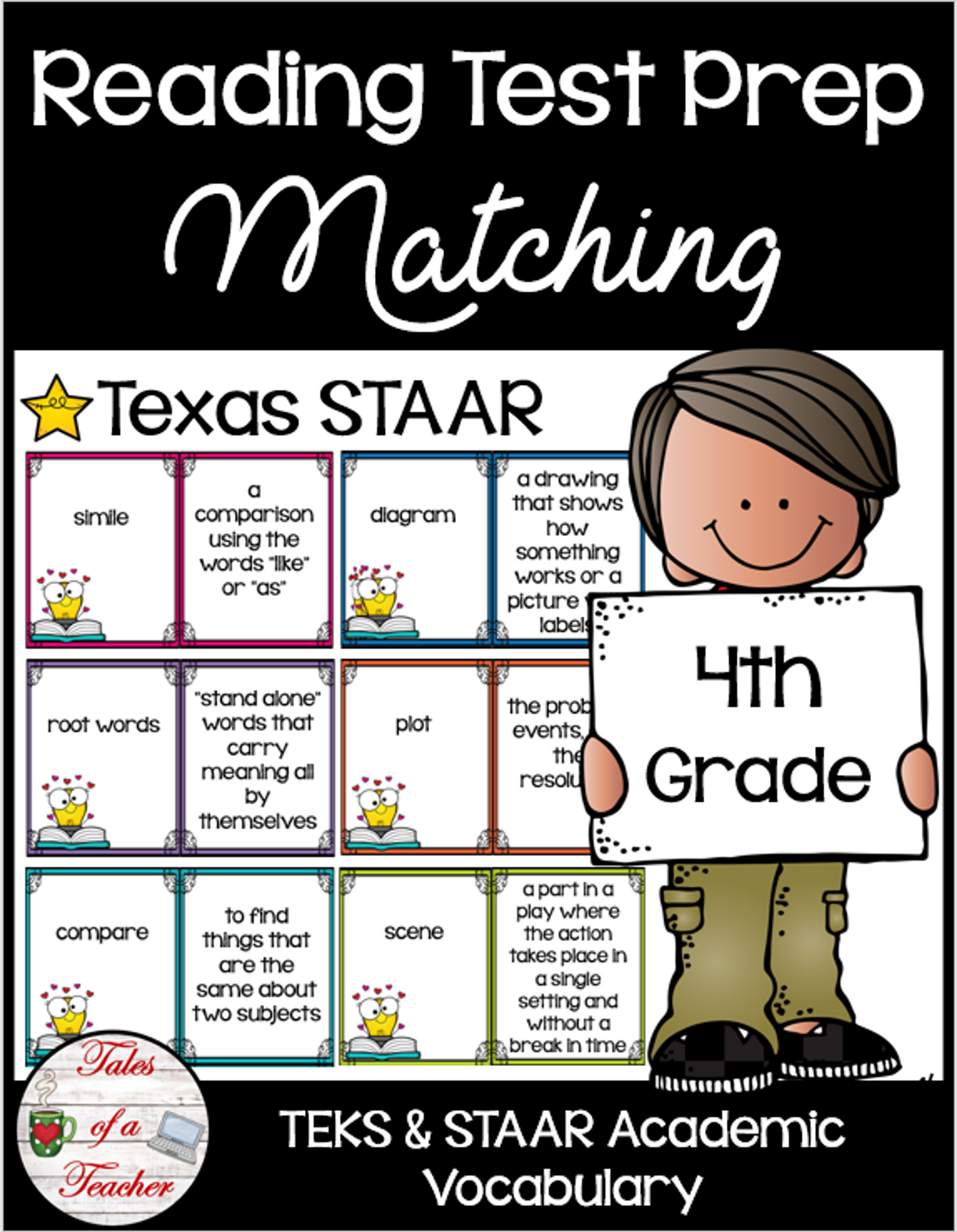 4th Grade STAAR Reading Matching Test Prep Amped Up Learning