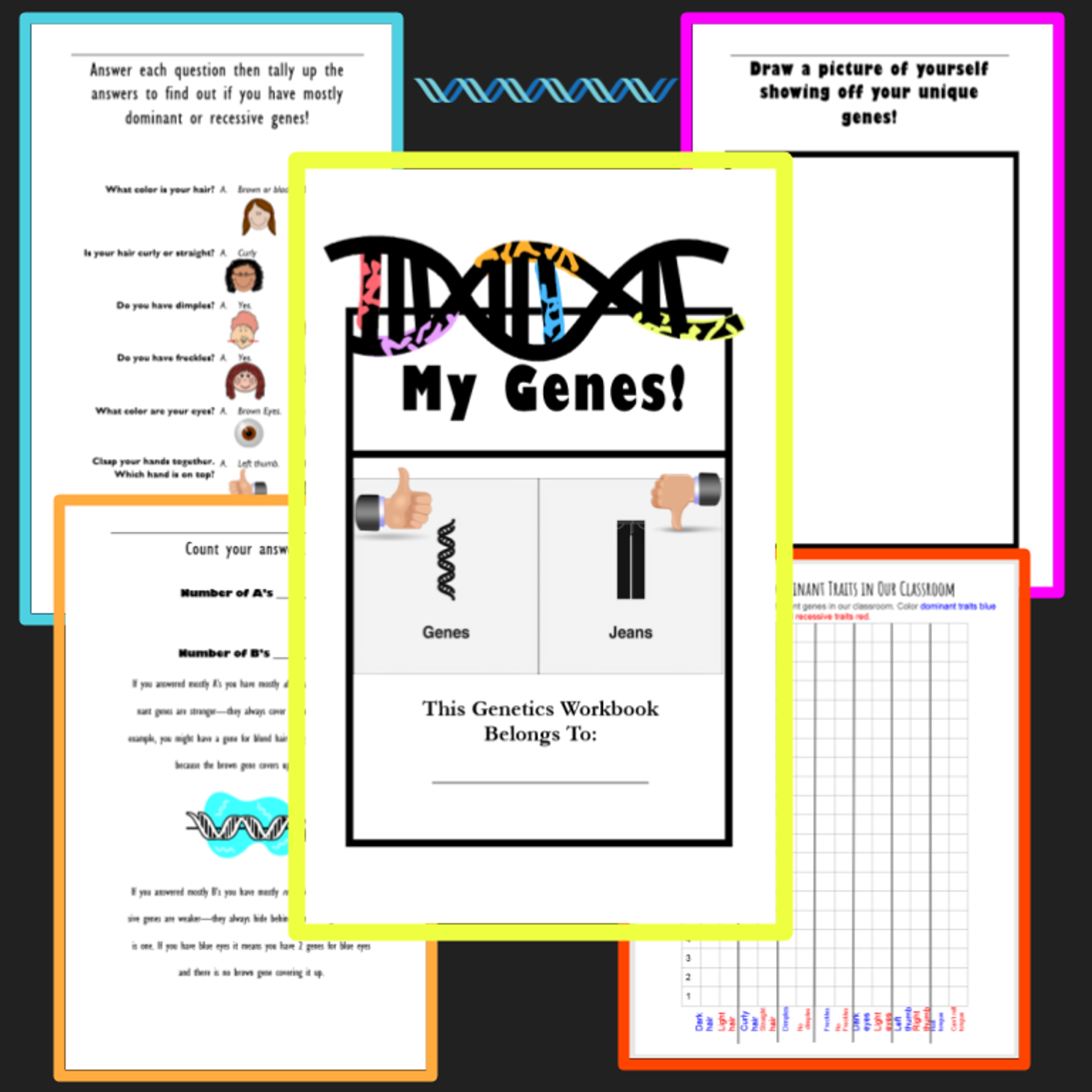 My Genes Can Evolve Limitlessly My Genes Workbook - Genetics for Kids - Amped Up Learning