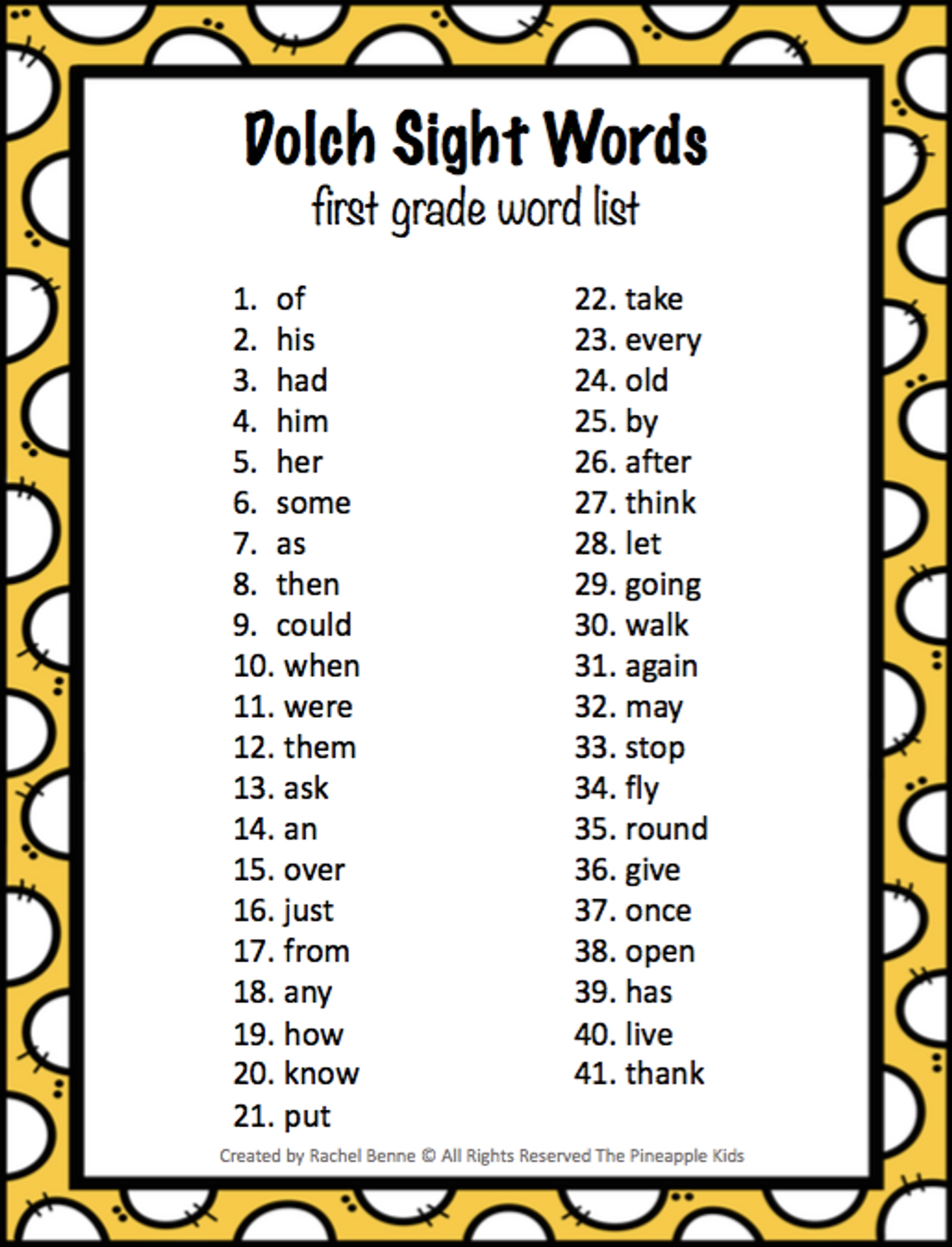 common sight words for 1st grade lbusd