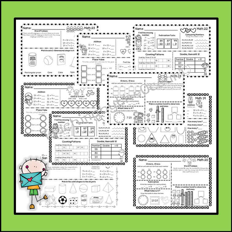 1st Grade Morning Work - Math - Valentine's Day - Amped Up Learning