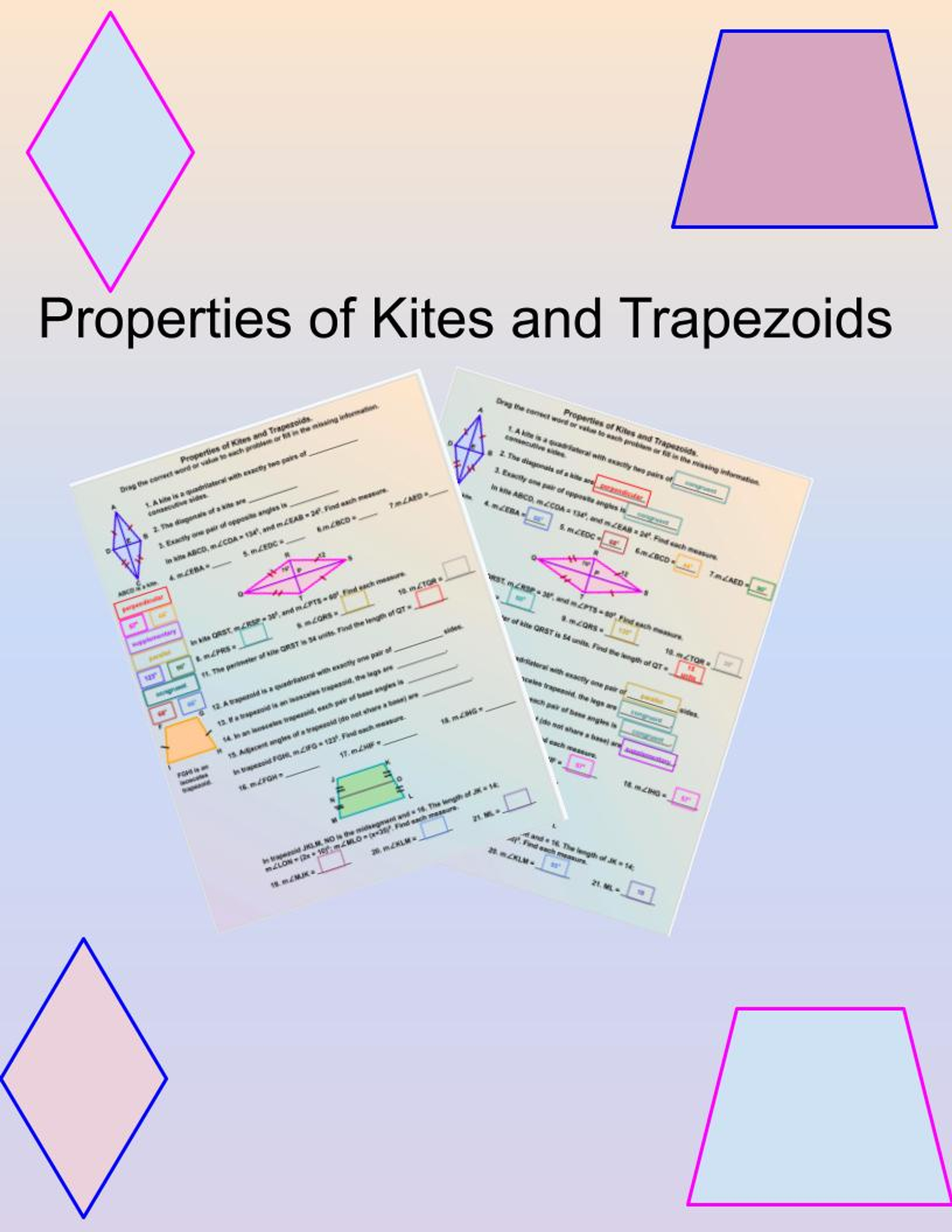 Properties of Kites and Trapezoids (digital worksheet) Amped Up Learning