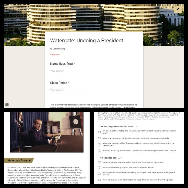 Watergate Undoing a President Amped Up Learning