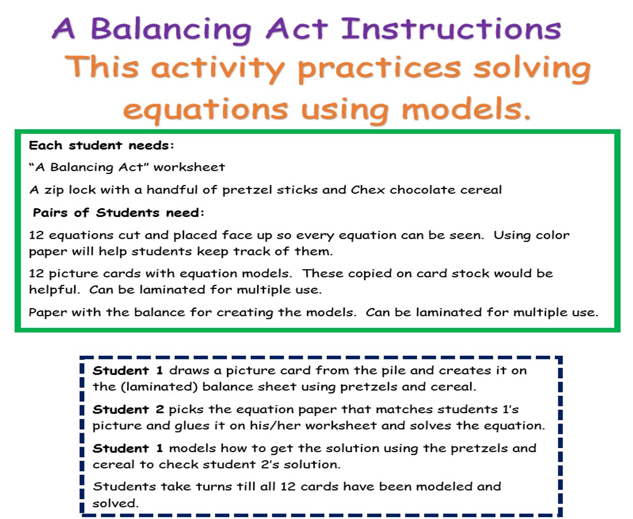 A Balancing Act Activity for Two Step Equations - Amped Up Learning