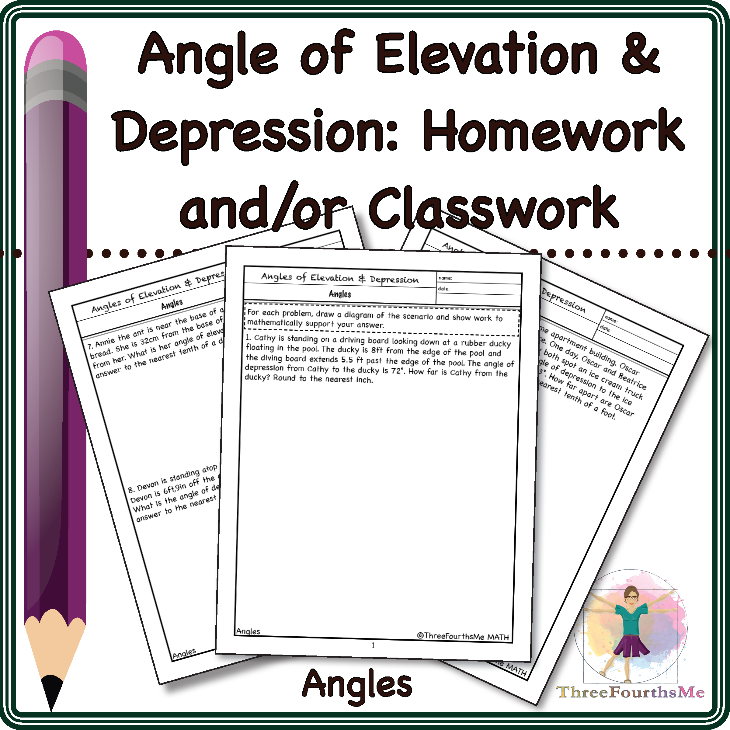 Angles of Elevation and Depression Classwork & Homework - Amped Up Learning