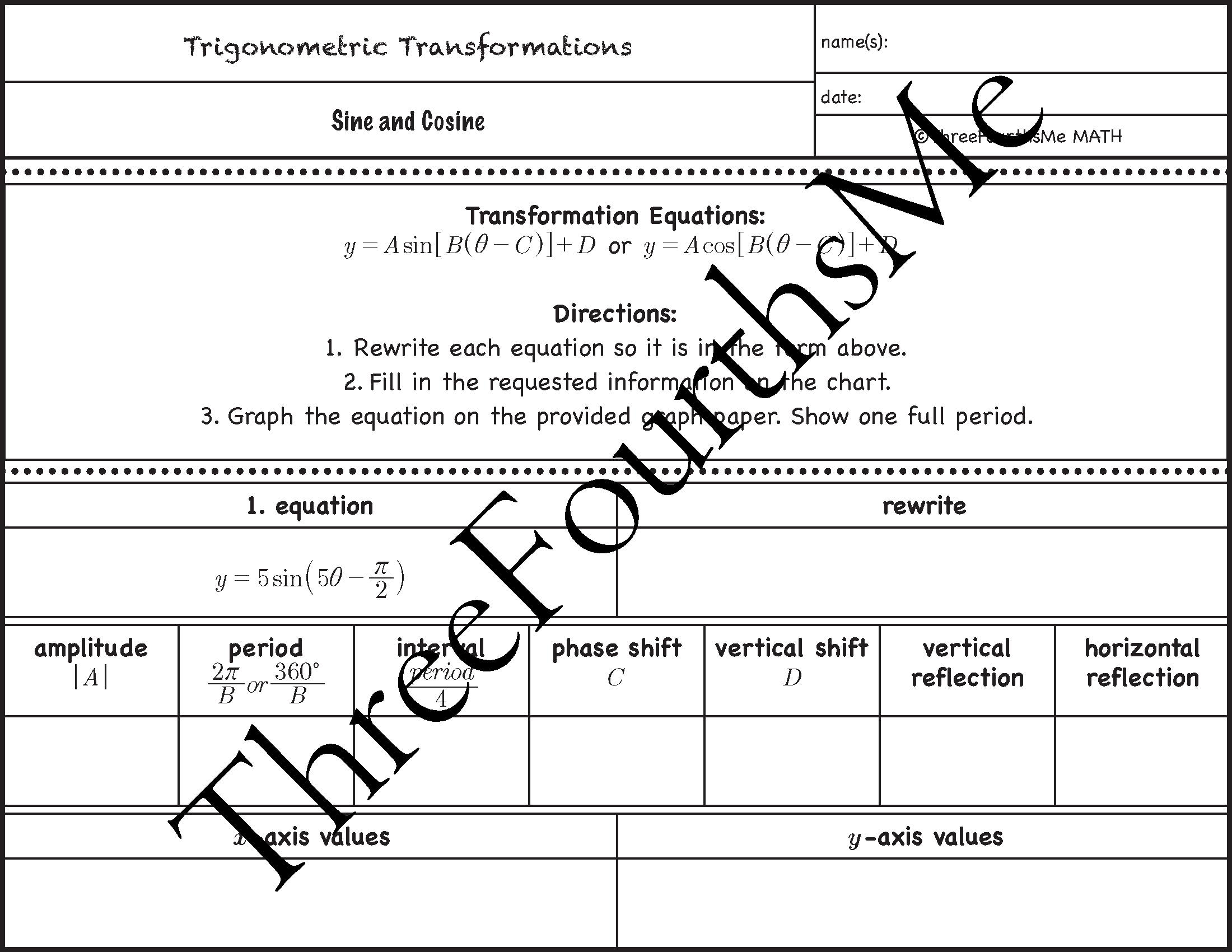 Transformations of Sine & Cosine BUNDLE - Amped Up Learning