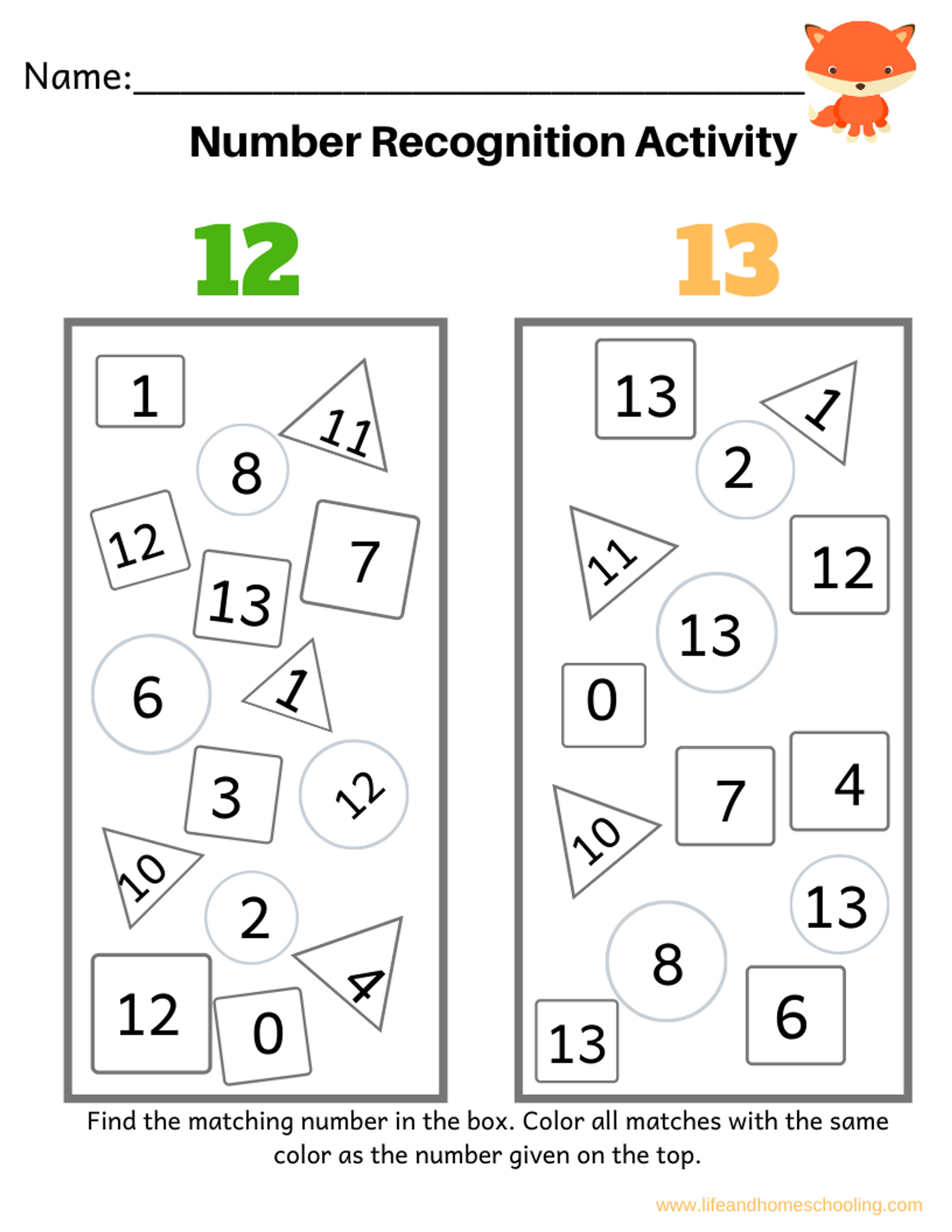 Number Recognition Game Number Recognition Game