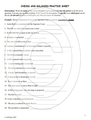 Checks and Balances practice worksheets - Amped Up Learning