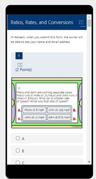 Ratios, Rates and Conversions - Google Forms Quiz: 20 Problems - Amped ...