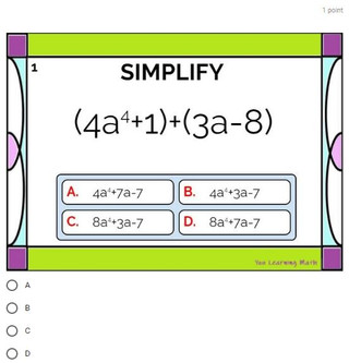 Adding and Subtracting Improper Fractions: GOOGLE Forms Quiz - 20 ...