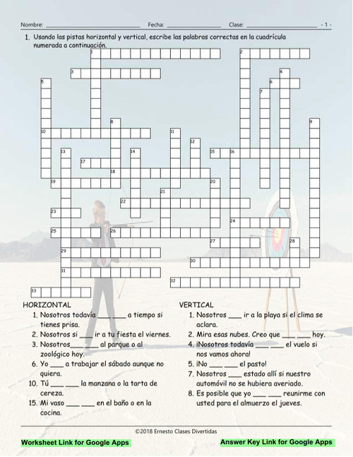 Possibility Modals Interactive Spanish Crossword-Google Apps