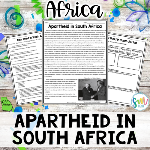 Apartheid in South Africa Reading (SS7H1, SS7H1c)