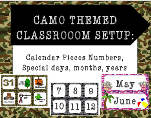 Camouflage Collection:  Monthly Calendar Set