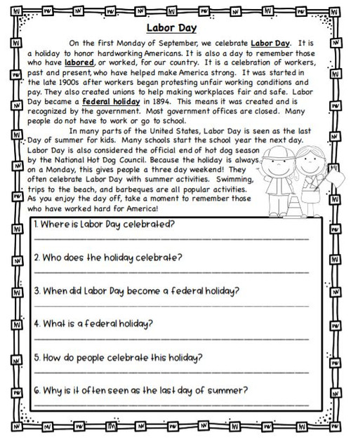 Labor Day Informational Passage & Questions 4 levels! Amped Up Learning