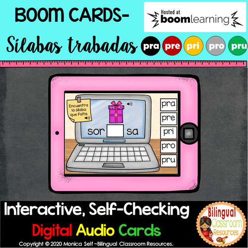 BOOM Cards Sílabas trabadas Pr (pra, pre, pri, pro and pru)- Distance Learning