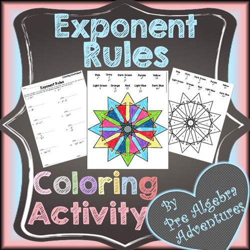 Exponent Rules Coloring Activity