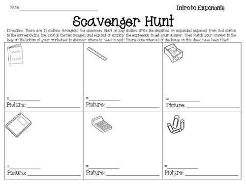 Exponents Introduction Scavenger Hunt