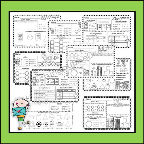 1st Grade Morning Work - Math - Valentine's Day