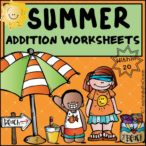 Summer Addition to 20 Fact Fluency Worksheets