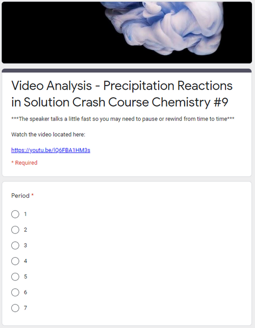 Video Analysis - Precipitation Reactions in Solution Crash Course Chemistry 9