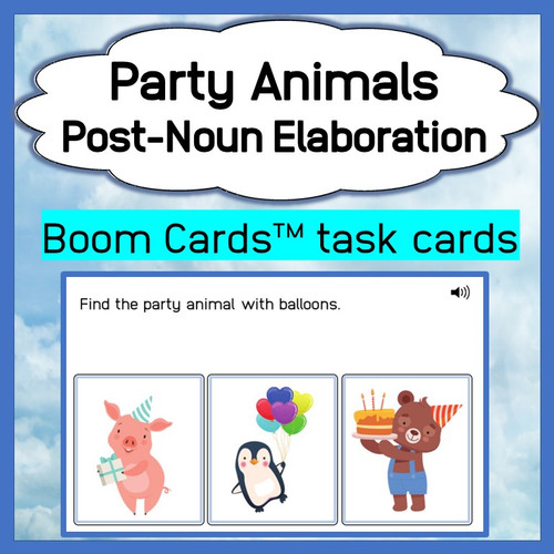 PostNoun Elaboration Party Animals Boom Cards™