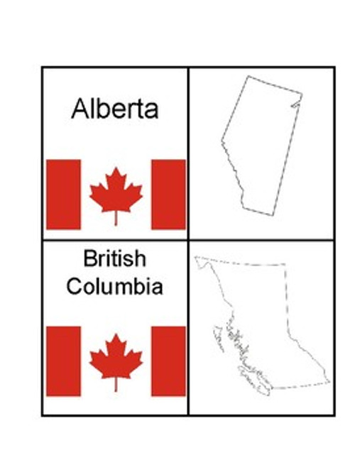 Canada Province and Territories Match Game