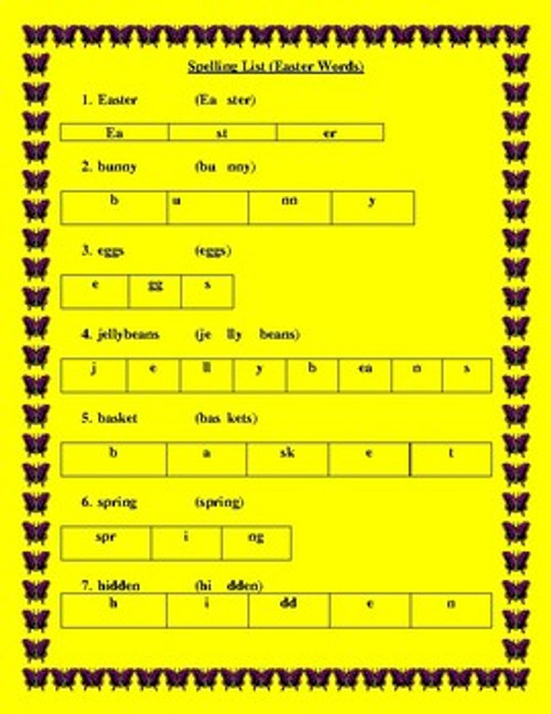 Easter Spelling List