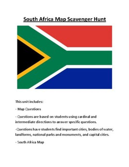 South Africa Map Scavenger Hunt