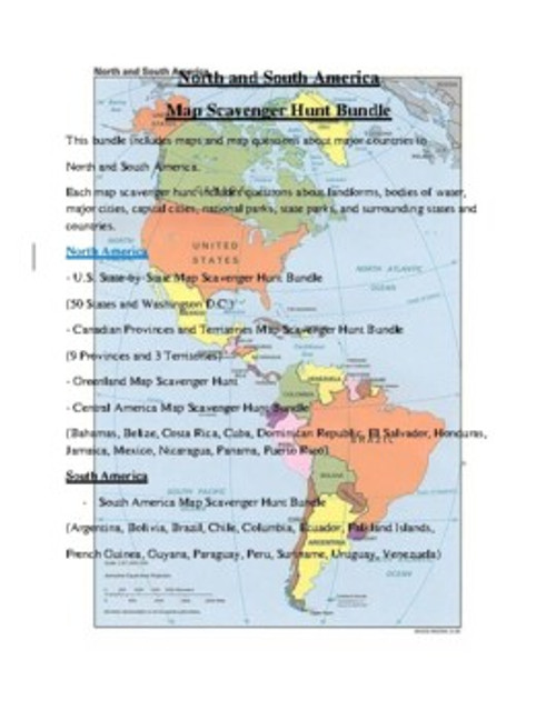 North and South America Map Scavenger Hunt Bundle