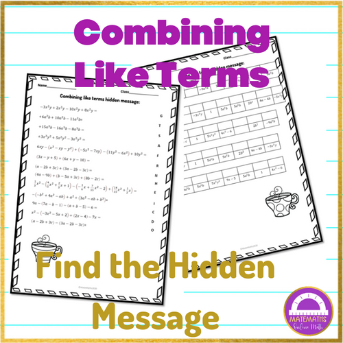 Combining Like Terms Worksheet Activity - Amped Up Learning