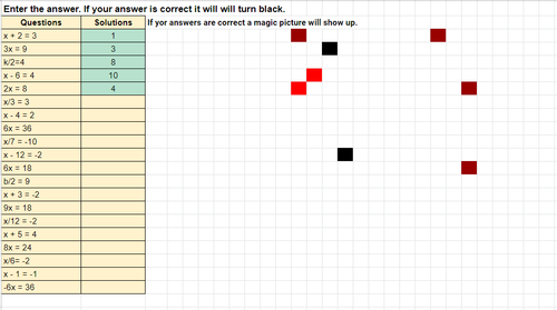 Solving One Step Equations Pixel Art Activity FREEBIE